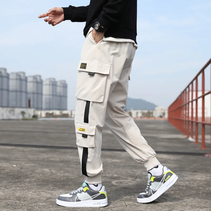 Thin-Streetwear-Casual-Pants-Men-Ribbons-Harem-Jogging-Pants-Male-Slim-Fit-Spring-Cargo-Pants-Multi-2