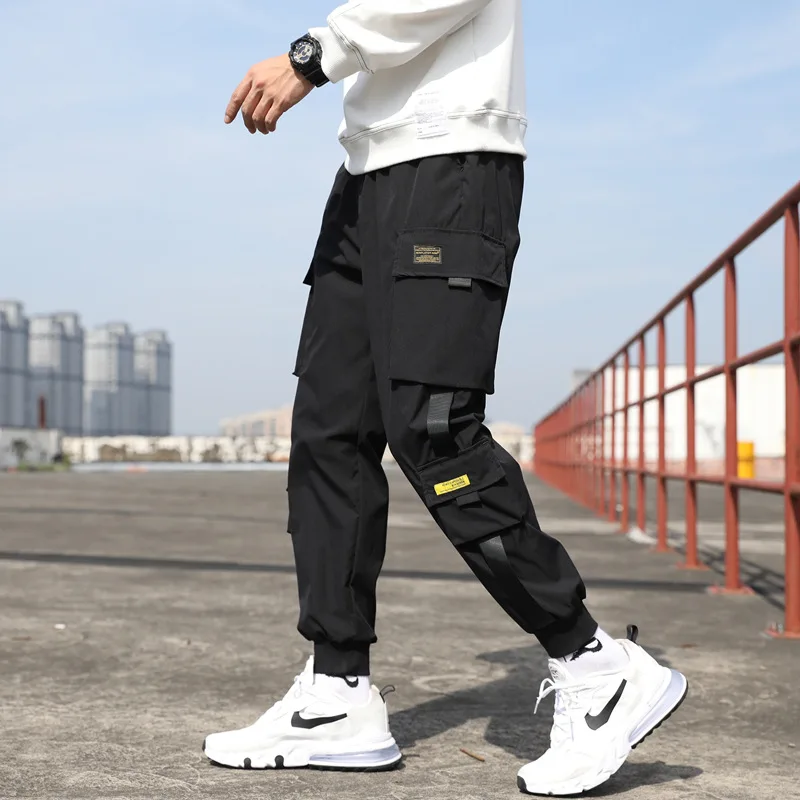 Thin-Streetwear-Casual-Pants-Men-Ribbons-Harem-Jogging-Pants-Male-Slim-Fit-Spring-Cargo-Pants-Multi-3