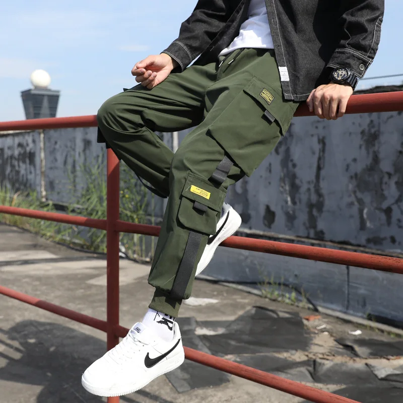 Thin-Streetwear-Casual-Pants-Men-Ribbons-Harem-Jogging-Pants-Male-Slim-Fit-Spring-Cargo-Pants-Multi-4