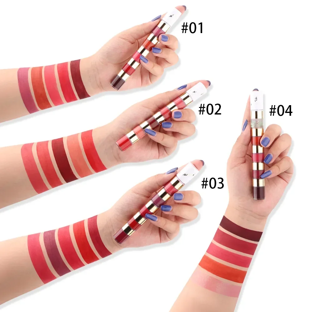 5-In-1-Non-stick-Cup-Lip-Gloss-Matte-Lipstick-Velvet-Sexy-Red-Lip-Tint-Longlasting-3