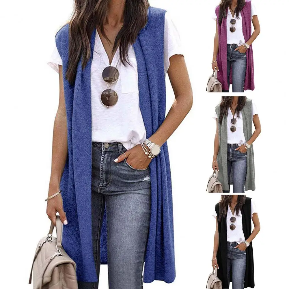 Cardigan-Vest-Elegant-Sleeveless-Women-s-Mid-length-Vest-Coat-Soft-Breathable-Open-Stitch-Cardigan-for-4