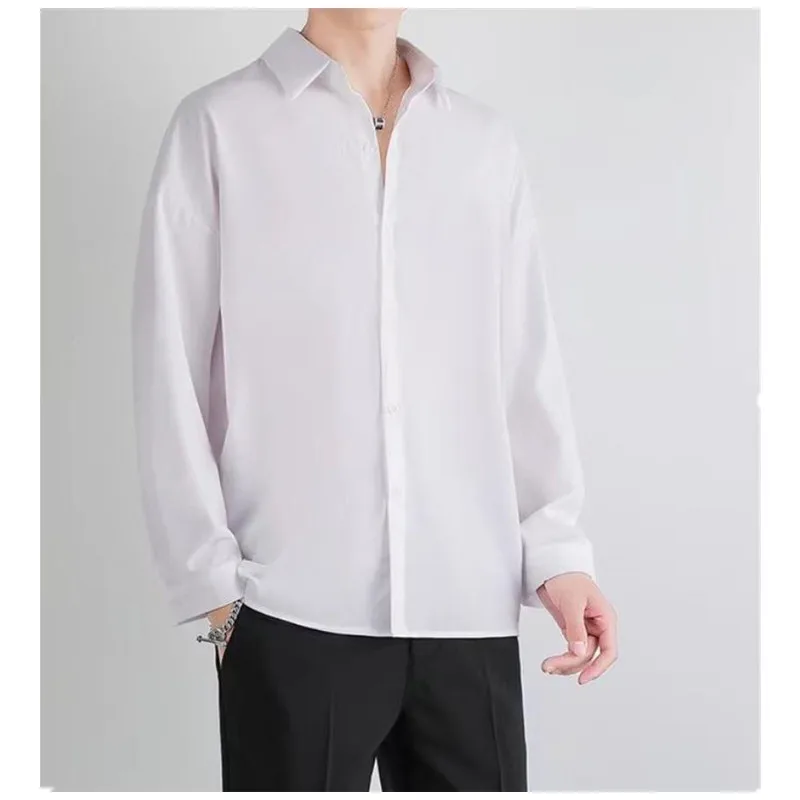 Premium-Men-Ice-Silk-Shirt-Spring-Summer-Thin-Luxury-Loose-Korean-Business-Shirt-Solid-Trendy-Ruffle