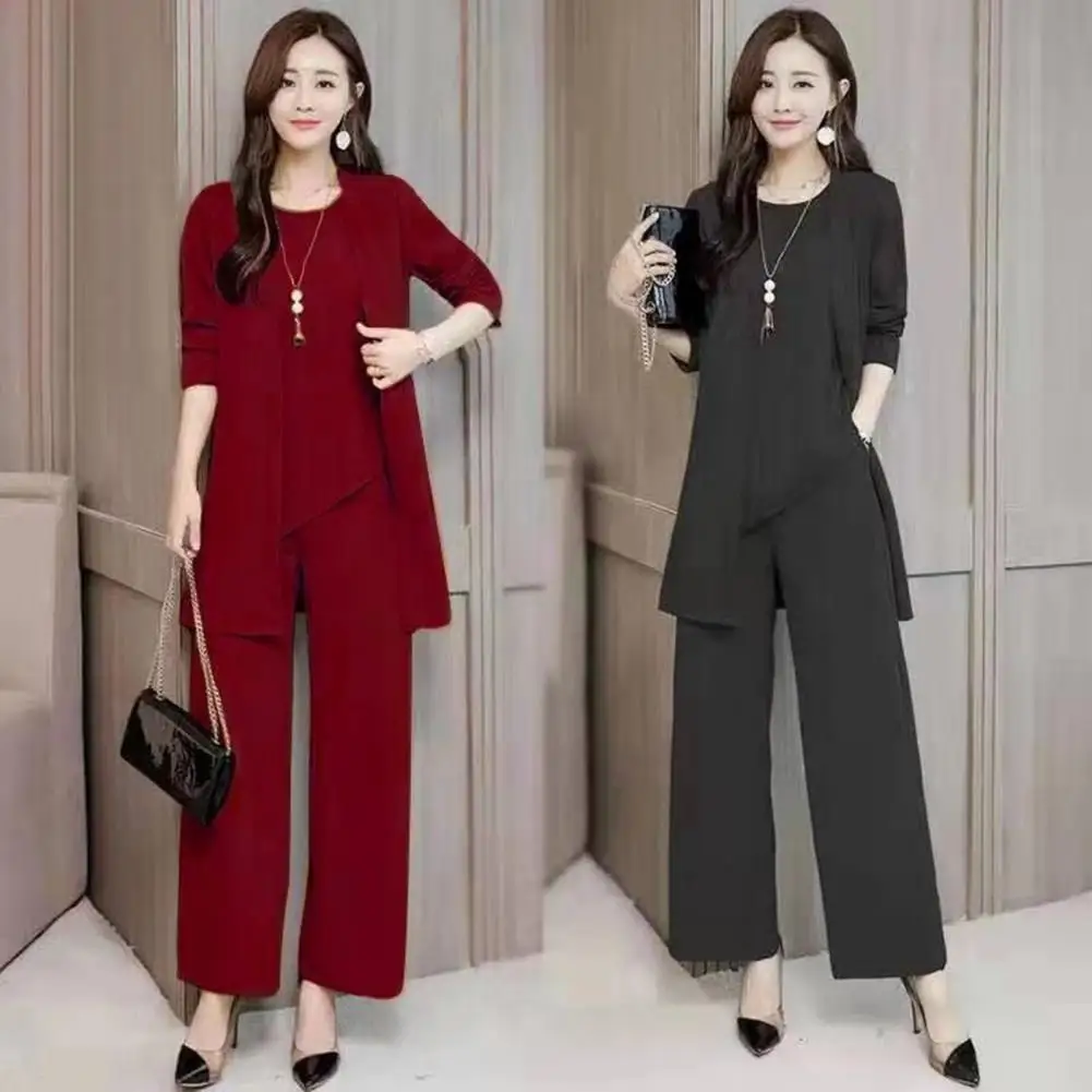 3Pcs-Set-Fashion-Elegant-Outfit-Comfortable-Loose-Outfit-O-neck-Tank-Tops-Wide-Leg-Pants-Mid